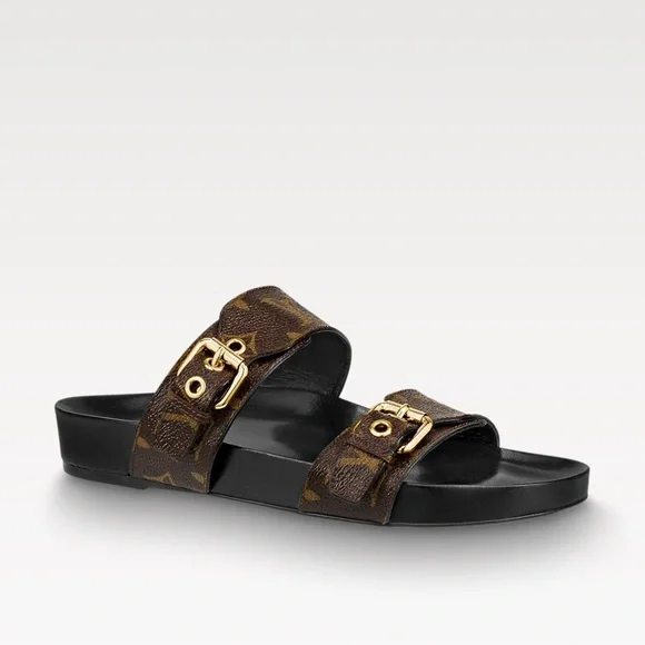 Louis Vuitton Dark Brown Monogram Slides - Picture 3 of 8